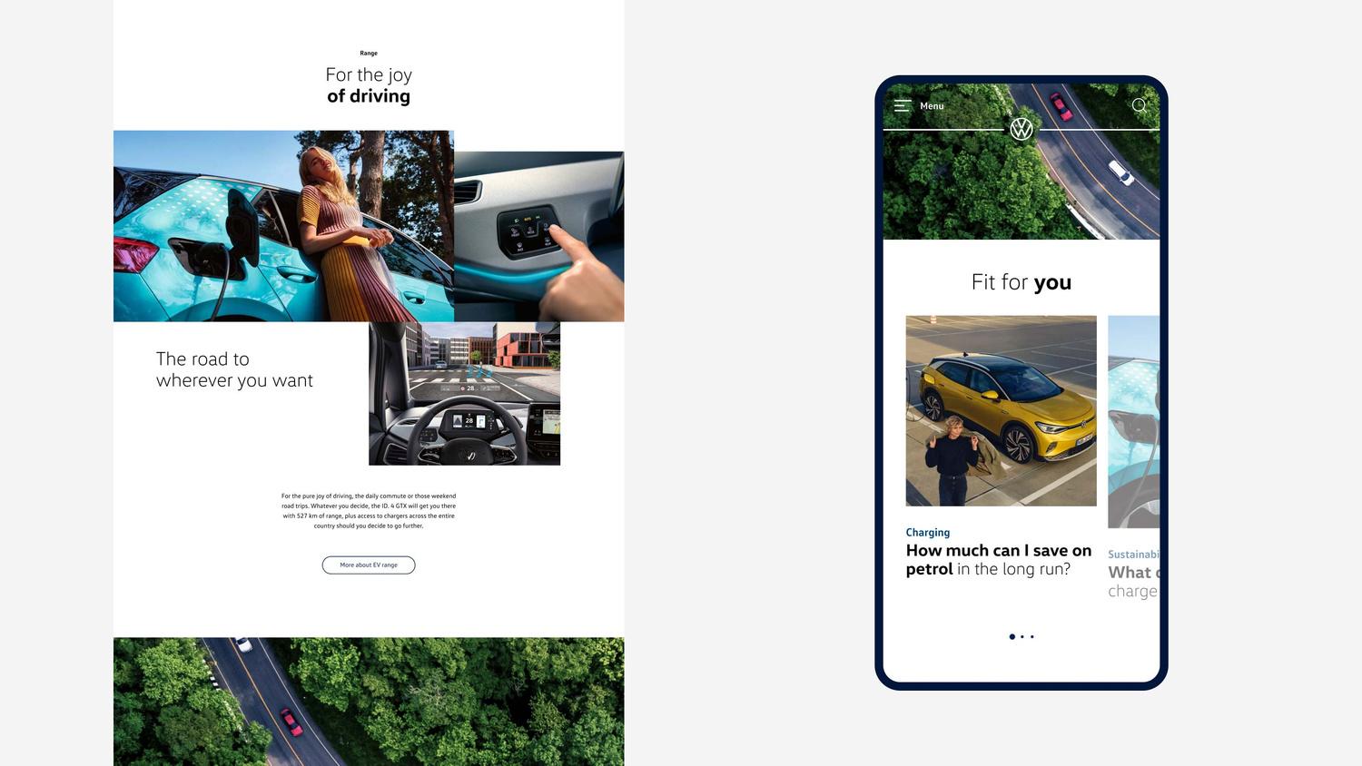 Home of eVW content hub shown across desktop and mobile.